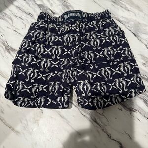 Vilebrequin Blue and White Swim Trunks Tropical Design